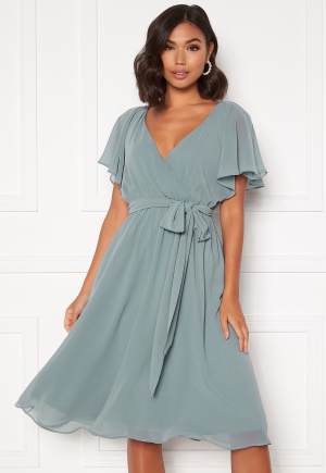 Goddiva Flutter Chiffon Midi Dress Air Force Blue L (UK14)