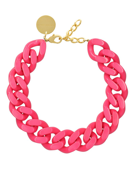 Halsband big flat chain rosa