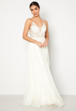 Christian Koehlert Maxi Glitter Plisse Dress Ivory 38