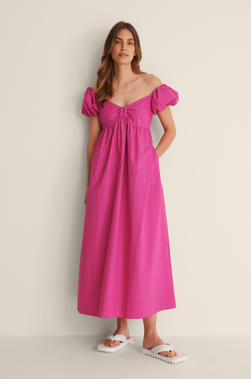 NA-KD Trend Ekologisk midiklänning i offshoulder-modell - Pink