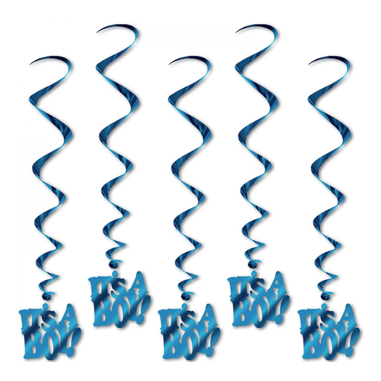 Swirls It's a Boy Blå Hängande Dekoration - 5-pack