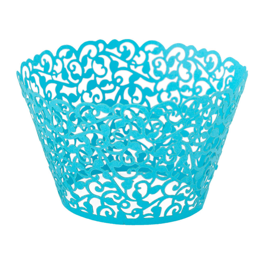 Cupcake Wrapper Blå Lace - 12-pack