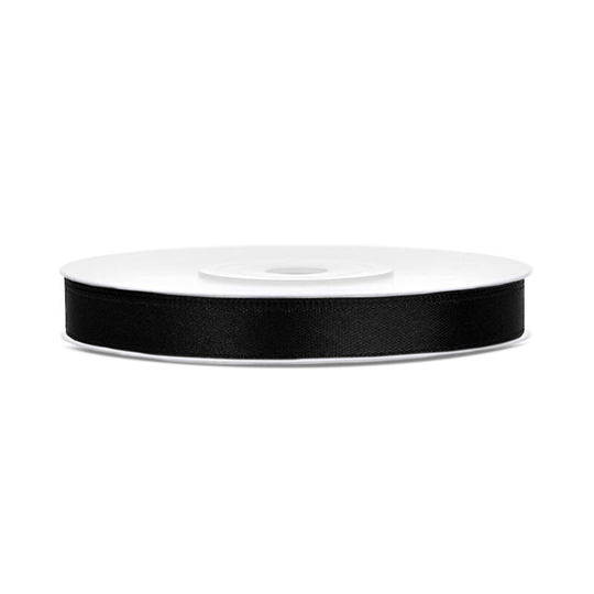 Satinband Svart - 6 mm x 25 m