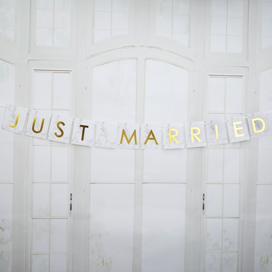 Liten vimpel - Just Married - Scripted Marble