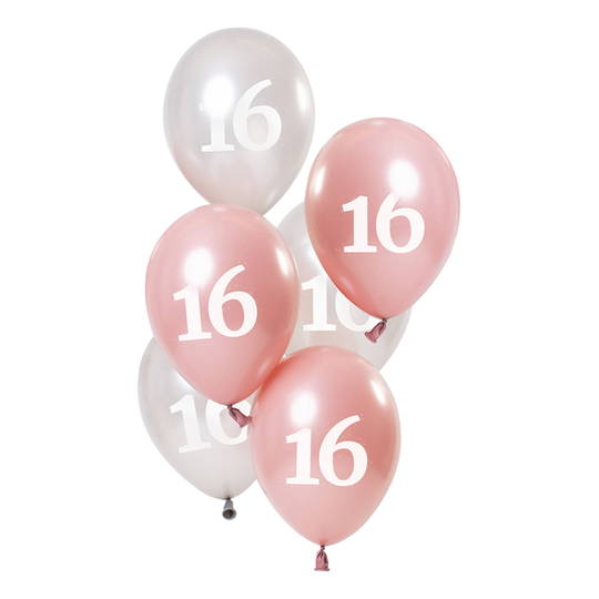 Ballonger Rosa/Silver 16 År - 6-pack