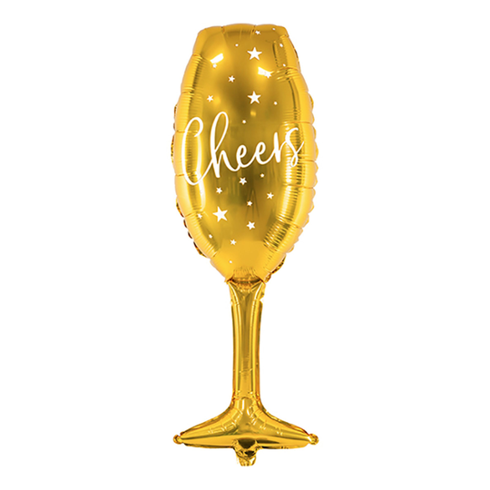 Folieballong Cheers Champagneglas Guld - 1-pack