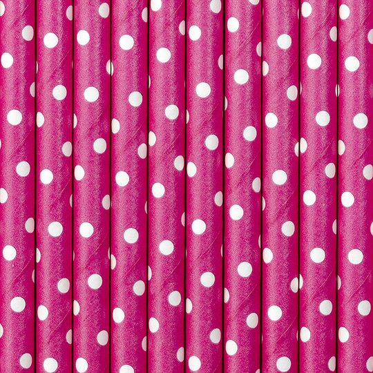 Sugrör - Cerise med vita prickar