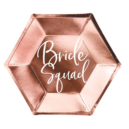 Papptallrikar - Bride squad - Roséguld