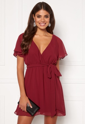 Goddiva Flutter Skater Dress Berry XXL (UK18)
