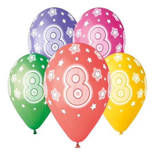 Ballonger Siffra 8 Flerfärgade - 5-pack