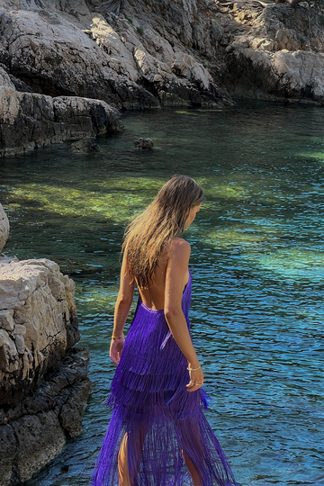 Picked by Hanna Schönberg Klänning med fransdetalj - Purple