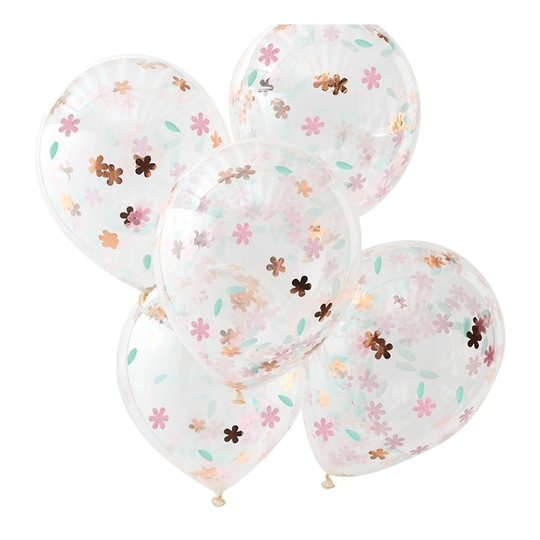 Konfettiballonger Blommor - 5-pack