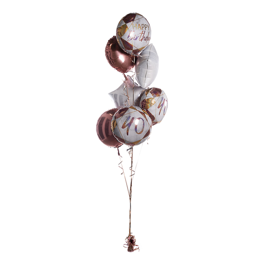 Ballongbukett Marble Birthday 40 Roséguld