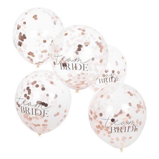 Konfettiballonger Team Bride Vit/Roséguld - 5-pack