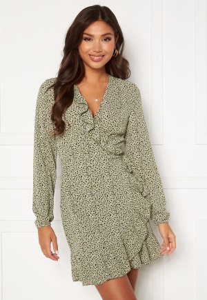 ONLY Carly L/S Wrap Dress Seagrass / Multi Dot 38