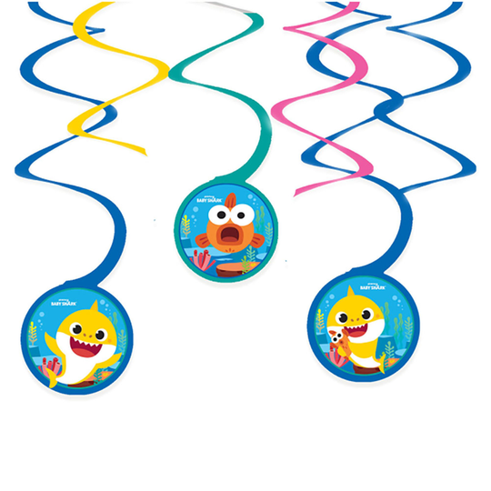 Swirls Baby Shark Hängande Dekoration - 6-pack