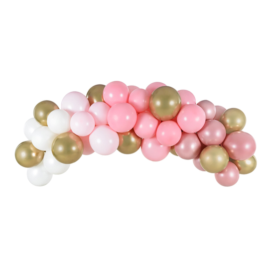 Ballongbåge Rosa/Guld Kit