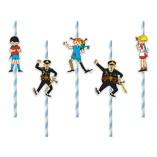 Papperssugrör Pippi Långstrump - 10-pack