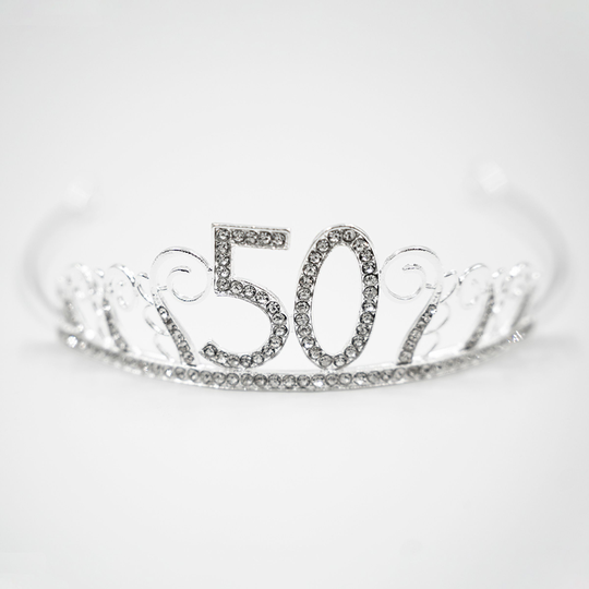 Tårtdekoration Tiara Siffra i Metall Silver - Siffra 50