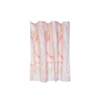 Duschdraperi DKD Home Decor 180 x 180 cm Polyester Persika