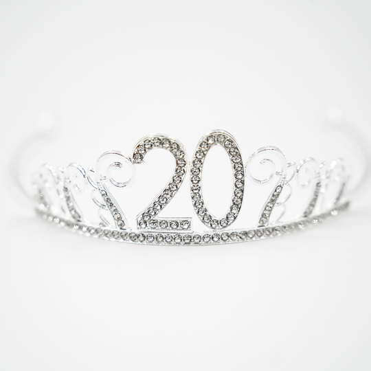 Tårtdekoration Tiara Siffra i Metall Silver - Siffra 20