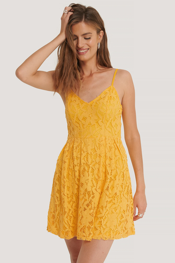 NA-KD Boho Miniklänning - Yellow