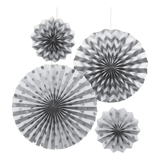 Pappersfjädrar Silver Glitter - 4-pack