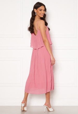 VILA Katelyn S/L Pleated Midi Dress Wild Rose 42