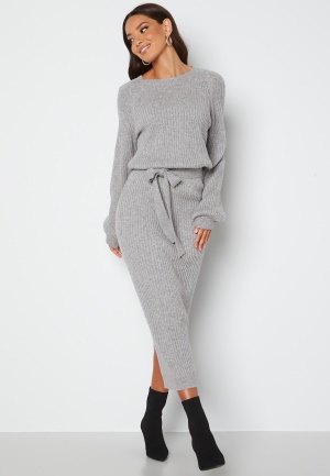 BUBBLEROOM Amira knitted dress Grey melange XL