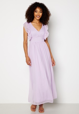 VILA Renata V-neck S/L Ankle Dress Pastel Lilac 34