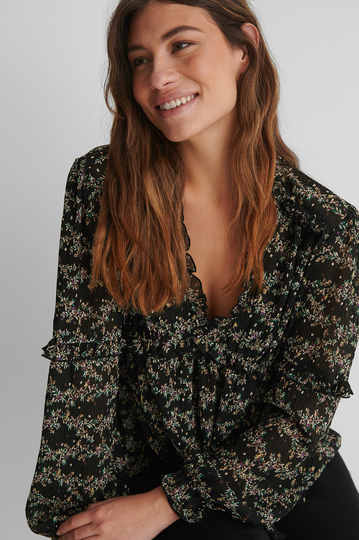 NA-KD Boho Blus Med Struktur - Flower