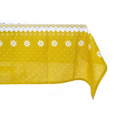 Bordslinneset DKD Home Decor Jul Gyllene Bomull (150 x 150 cm)