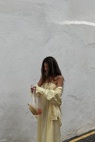 NA-KD Boho Flowy midiklänning i mjuk bomull - Yellow