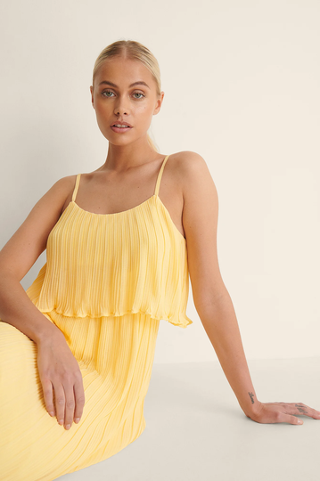 NA-KD Boho Plisserad Midiklänning - Yellow