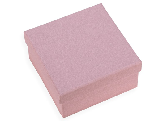 Vävklätt smyckesskrin puderrosa 200x200x120 mm