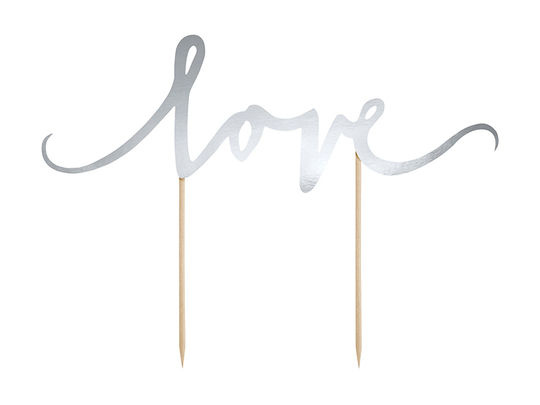 Cake Topper - love - Silver