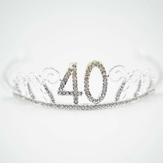 Tårtdekoration Tiara Siffra i Metall Silver - Siffra 40