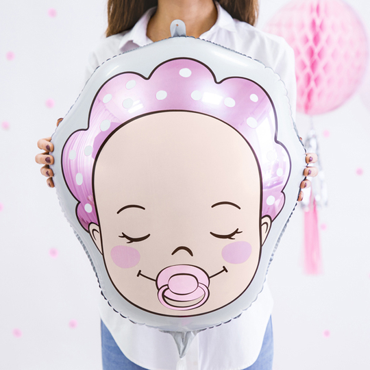Folieballong - Babyface - Rosa