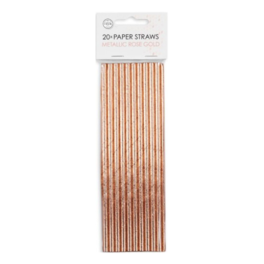 Papperssugrör Roséguld Metallic - 20-pack