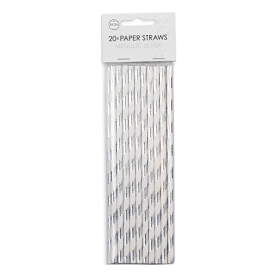 Papperssugrör Silver Metallic - 20-pack