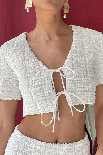 NA-KD Boho Topp med struktur - White