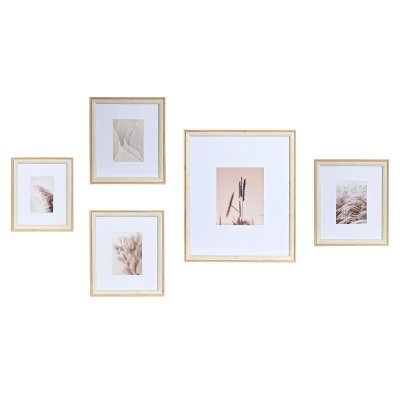 Fotoram för upphängning DKD Home Decor Glas Naturell Vit Trä MDF Boho (32,5 x 1,5 x 45 cm)