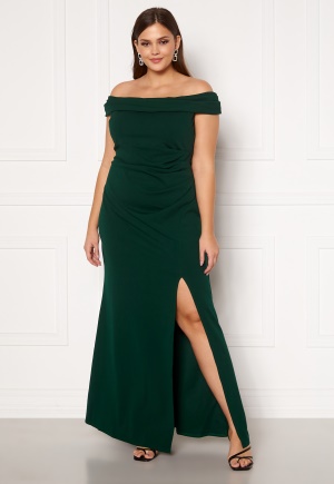 Goddiva Curve Off Shoulder Maxi Curve Dress Green 52 (UK24)