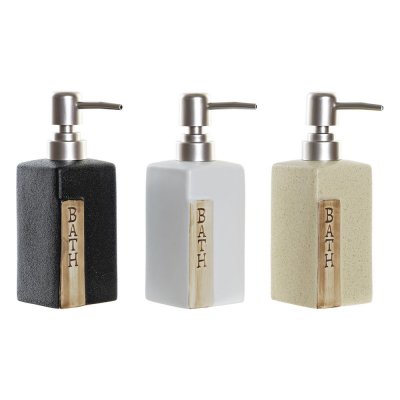 Tvåldispenser DKD Home Decor Vit Svart ABS Stengods Ockra Boho (3 pcs)