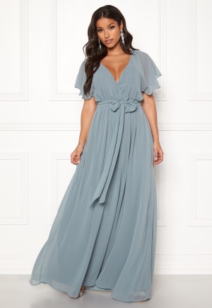Goddiva Flutter Chiffon Maxi Dress Air Force Blue M (UK12)