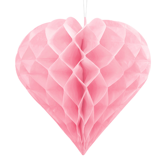 Honeycombhjärta - Ljusrosa (Storlek:: 30cm)