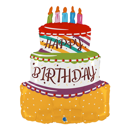 Folieballong Födelsedagstårta Happy Birthday - 68 cm