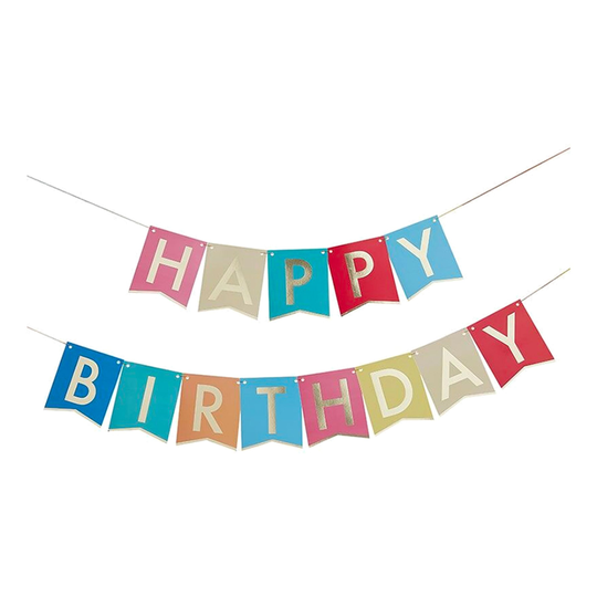 Girlang Happy Birthday Guld/Flerfärgad