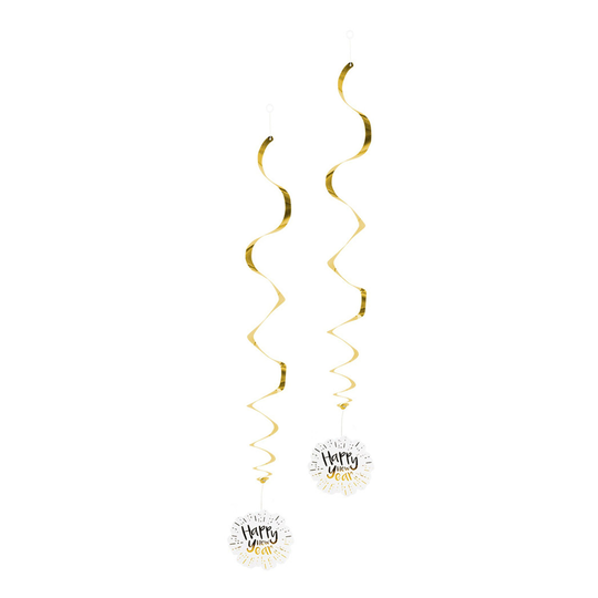 Swirls Happy New Year Guldmetallic - 2-pack