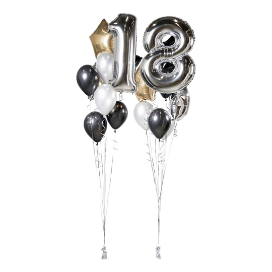 Ballongbukett Happy Birthday 18 Silver